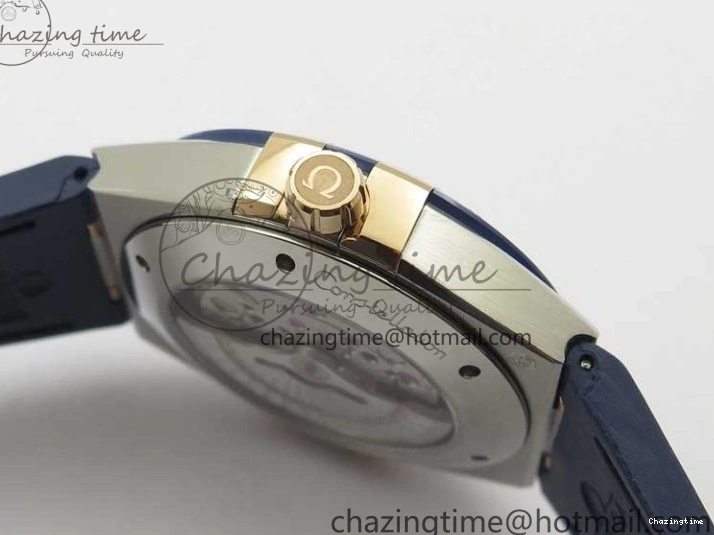 0409 Chic Constellation 131.33.41.21.03.001 SS RG TW Best Edition Blue Dial On Gummy Strap A 7872
